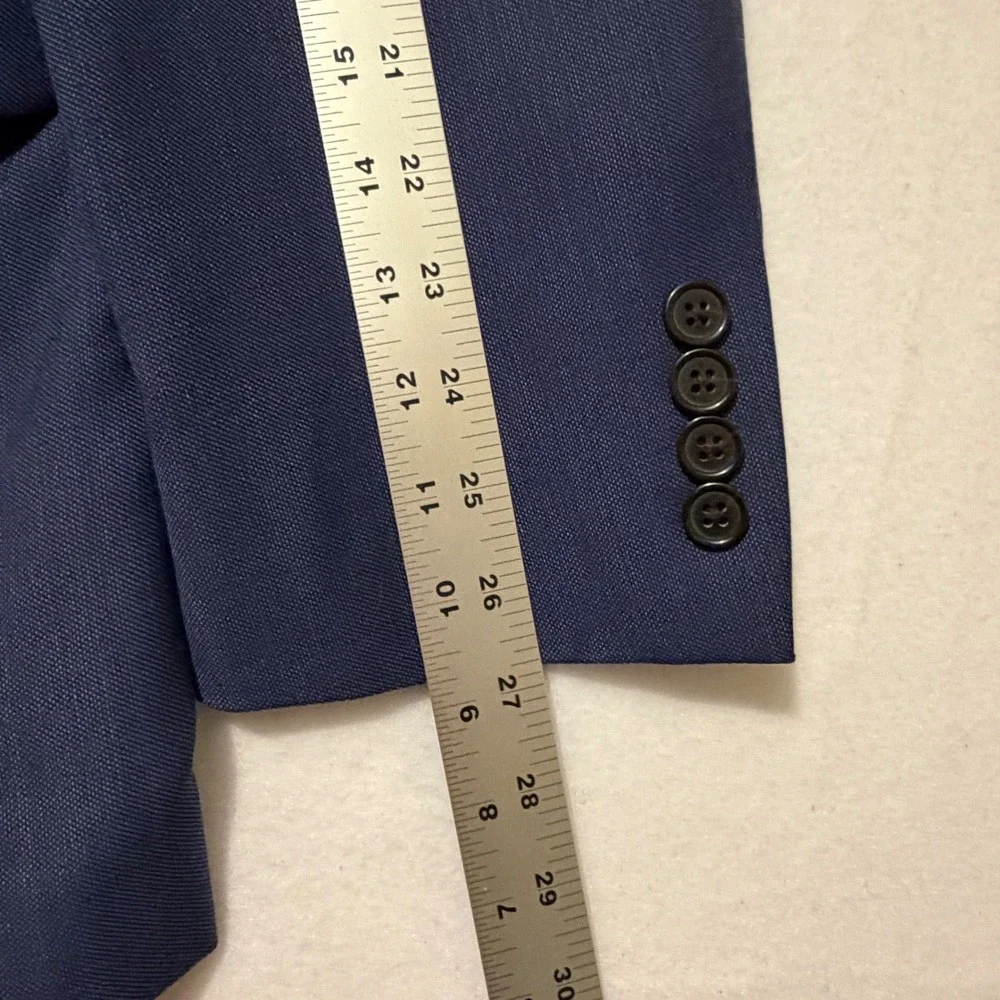 Lauren Ralph Lauren Mens Blue Wool Blend 2-Button Blazer Sport Coat 50L Long